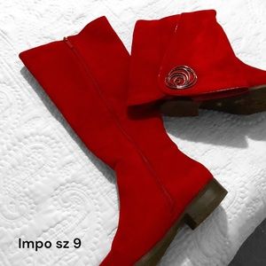 Impo Red Suede Boots with Pewter Accent